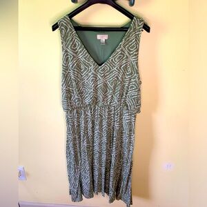 Loft Green Dress with Matching Light Sweater Size XL and L
